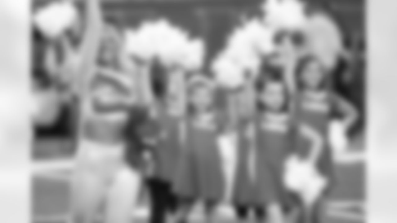 Detroit Lions Junior Cheer Clinic performs at halftime during an NFL football game against the Pittsburgh Steelers on Sunday, Dec. 21, 2025 in Detroit. (Jeff Nguyen/Detroit Lions via AP)