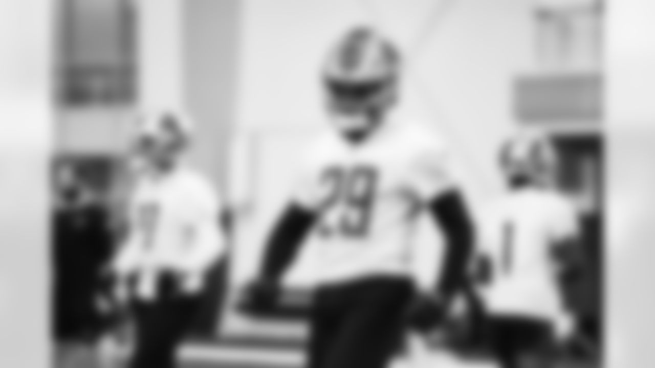 Detroit Lions cornerback Kindle Vildor (29) during practice at the Lions training facility in Allen Park, MI on December 20, 2023. (Jeff Nguyen/Detroit Lions)
