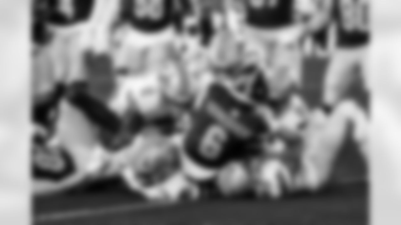 Detroit Lions safety Daniel Thomas (2), Detroit Lions linebacker Trevor Nowaske (53), Detroit Lions running back Craig Reynolds (13), Detroit Lions defensive lineman Tyrus Wheat (99), and Detroit Lions linebacker Jack Campbell (46) during an NFL football game against the Washington Commanders on Sunday, Nov. 9, 2025 in Landover, Md. (Jeff Nguyen/Detroit Lions via AP)