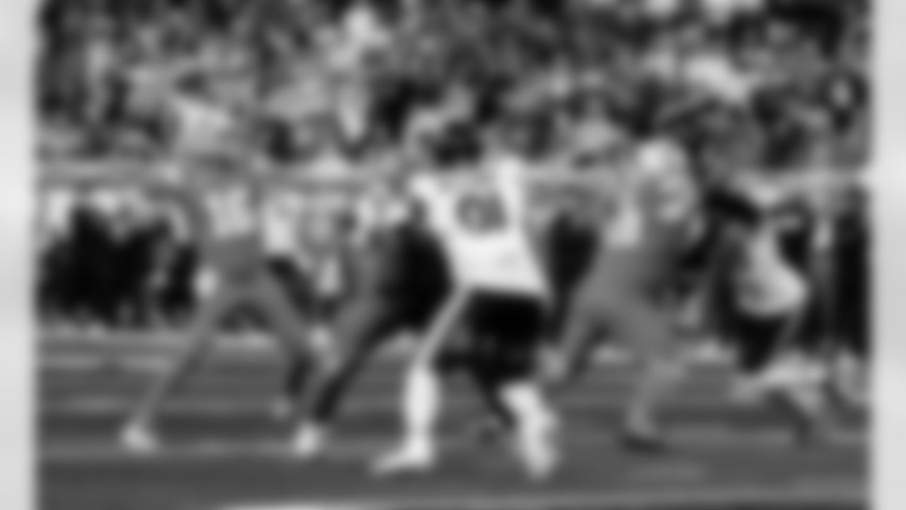 Detroit Lions quarterback Jared Goff (16) during an NFL football game against the Chicago Bears on Sunday, Sept. 14, 2025 in Detroit. (Jeff Nguyen/Detroit Lions via AP)