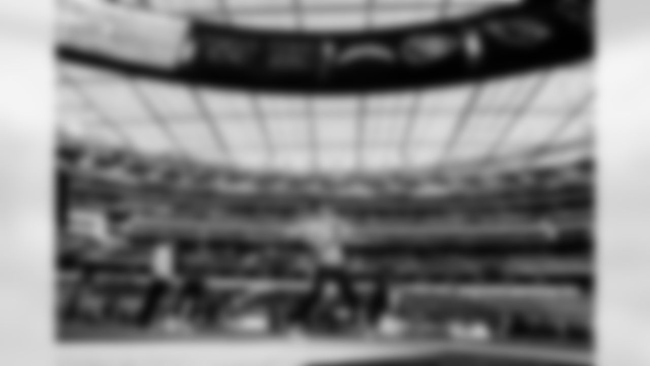 Detroit Lions quarterback Jared Goff (16) before an NFL football game against the Los Angeles Rams on Sunday, Dec. 14, 2025 in Inglewood, Calif. (Jeff Nguyen/Detroit Lions via AP)