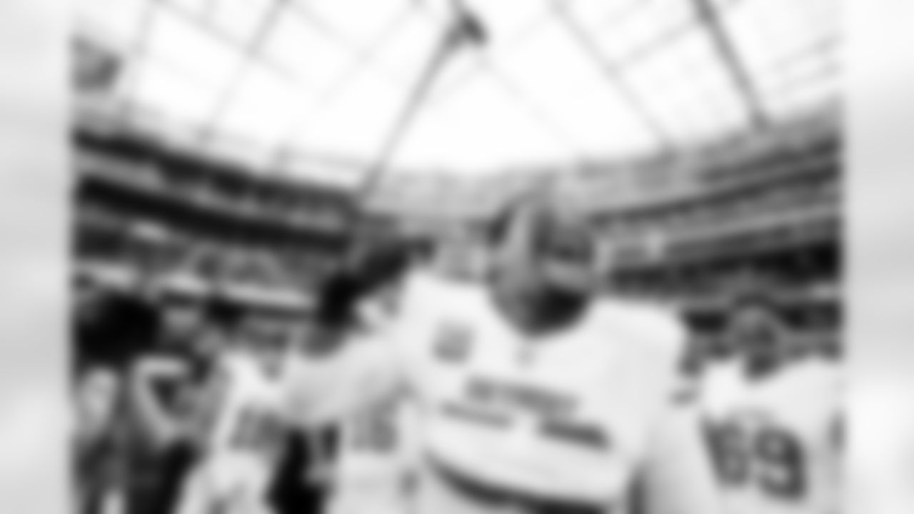 Detroit Lions tackle Penei Sewell (58) before an NFL football game against the Los Angeles Rams on Sunday, Dec. 14, 2025 in Inglewood, Calif. (Jeff Nguyen/Detroit Lions via AP)