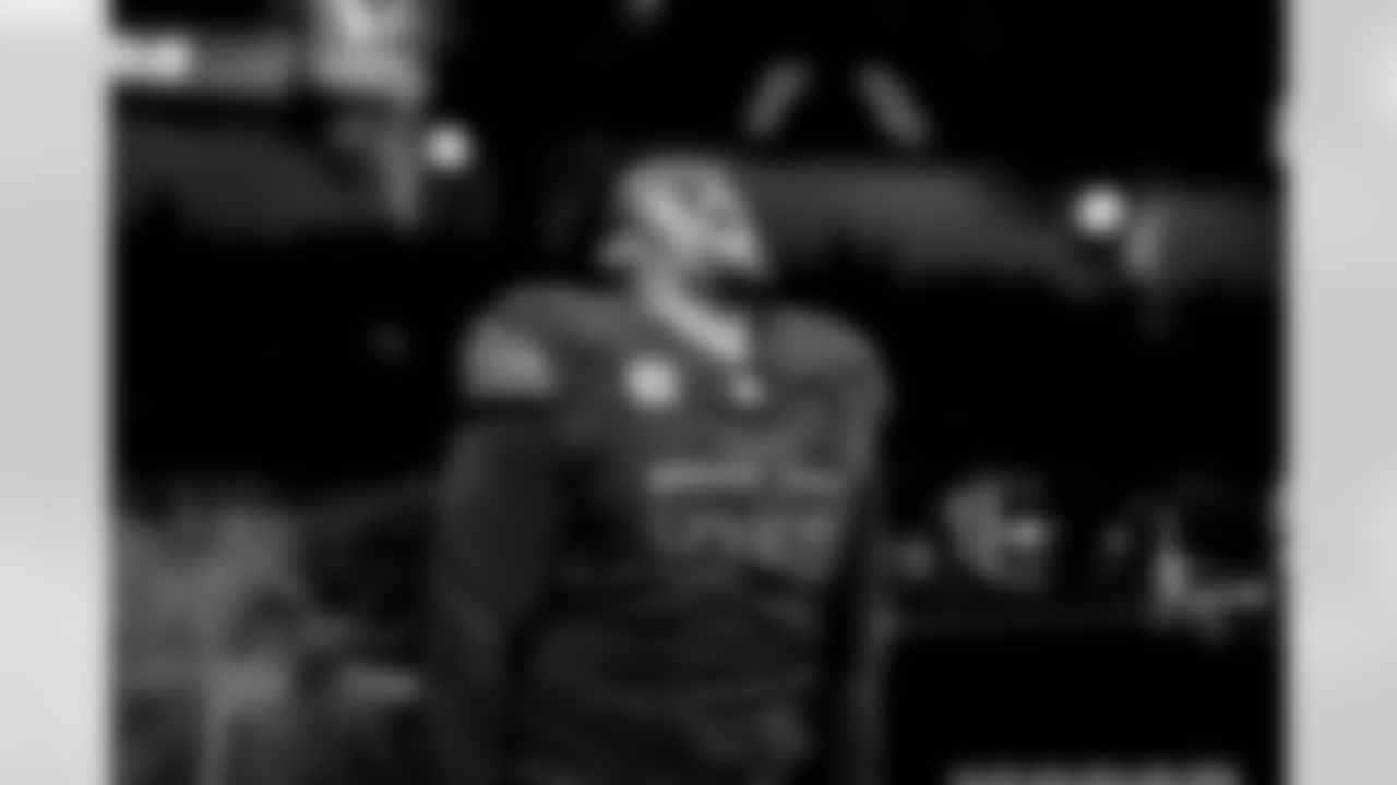 Detroit Lions tackle Penei Sewell (58) before an NFL football game against the New York Giants on Sunday, Nov. 23, 2025 in Detroit. (Jeff Nguyen/Detroit Lions via AP)