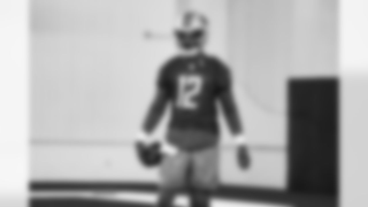 Detroit Lions quarterback Hendon Hooker (12) during practice at the Lions training facility in Allen Park, MI on December 20, 2023. (Jeff Nguyen/Detroit Lions)