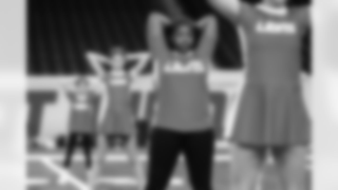 Participants during the junior cheer clinic at Ford Field on Dec. 7, 2025 in Detroit. (Mike Ferdinande/Detroit Lions)