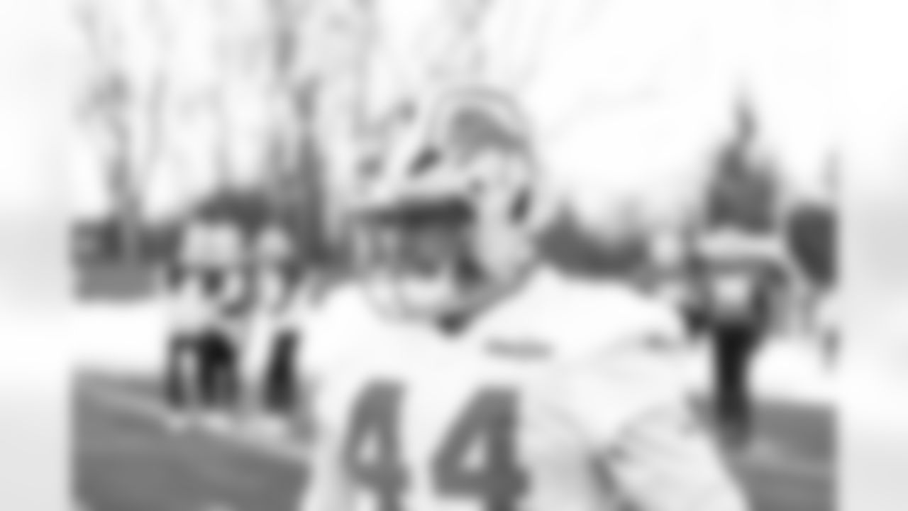 Detroit Lions linebacker Malcolm Rodriguez (44) during practice at the Meijer Performance Center on Jan. 2, 2026 in Allen Park, Mich. (Jeff Nguyen/Detroit Lions)