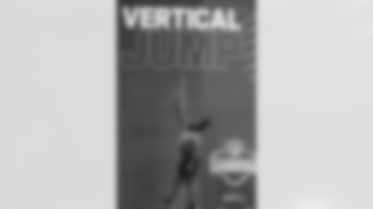 Georgia defensive lineman Zion Logue participates in the vertical jump during the 2024 NFL Scouting Combine on Thursday, February 29, 2024 in Indianapolis, Indiana.