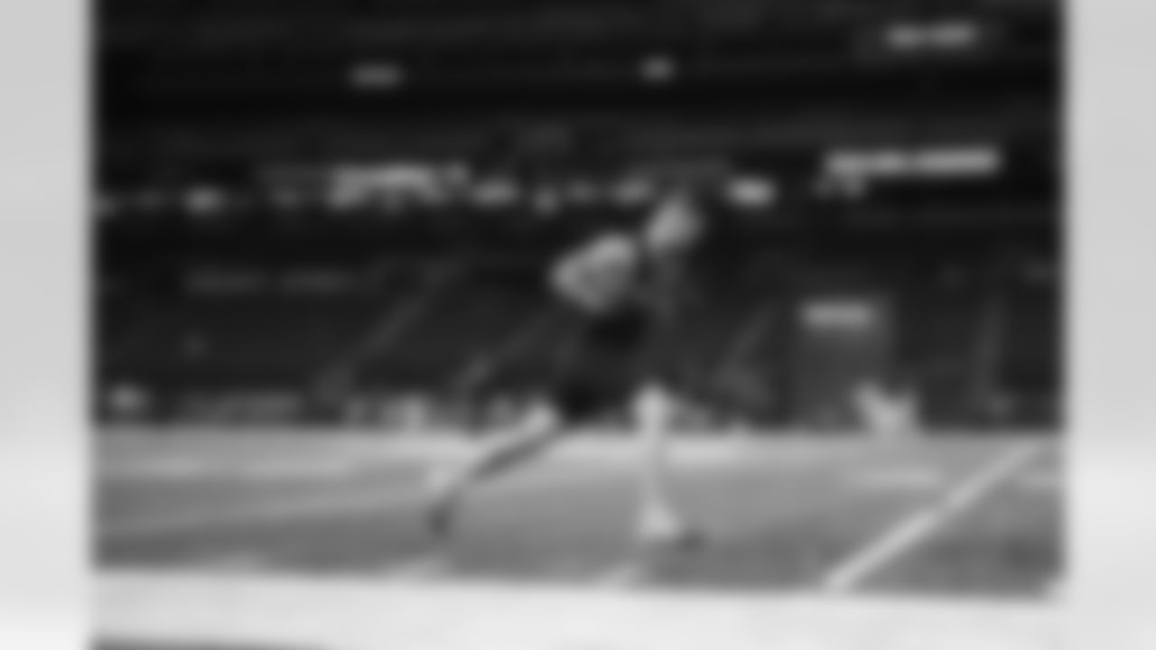 Ohio State tight end Cade Stover participates in a drill during the 2024 NFL Scouting Combine on Friday, March 1, 2024 in Indianapolis, Indiana.
