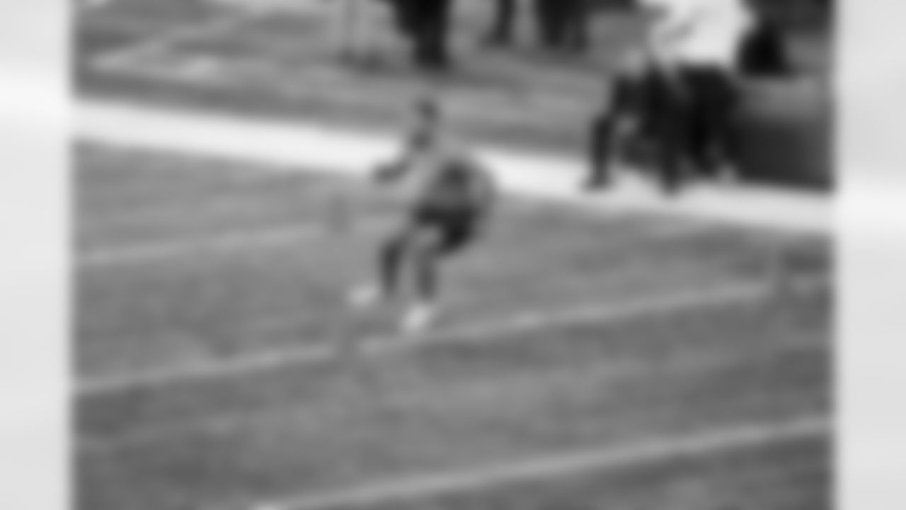 Iowa defensive lineman Logan Lee runs the 40-yard dash during the 2024 NFL Scouting Combine on Thursday, February 29, 2024 in Indianapolis, Indiana.