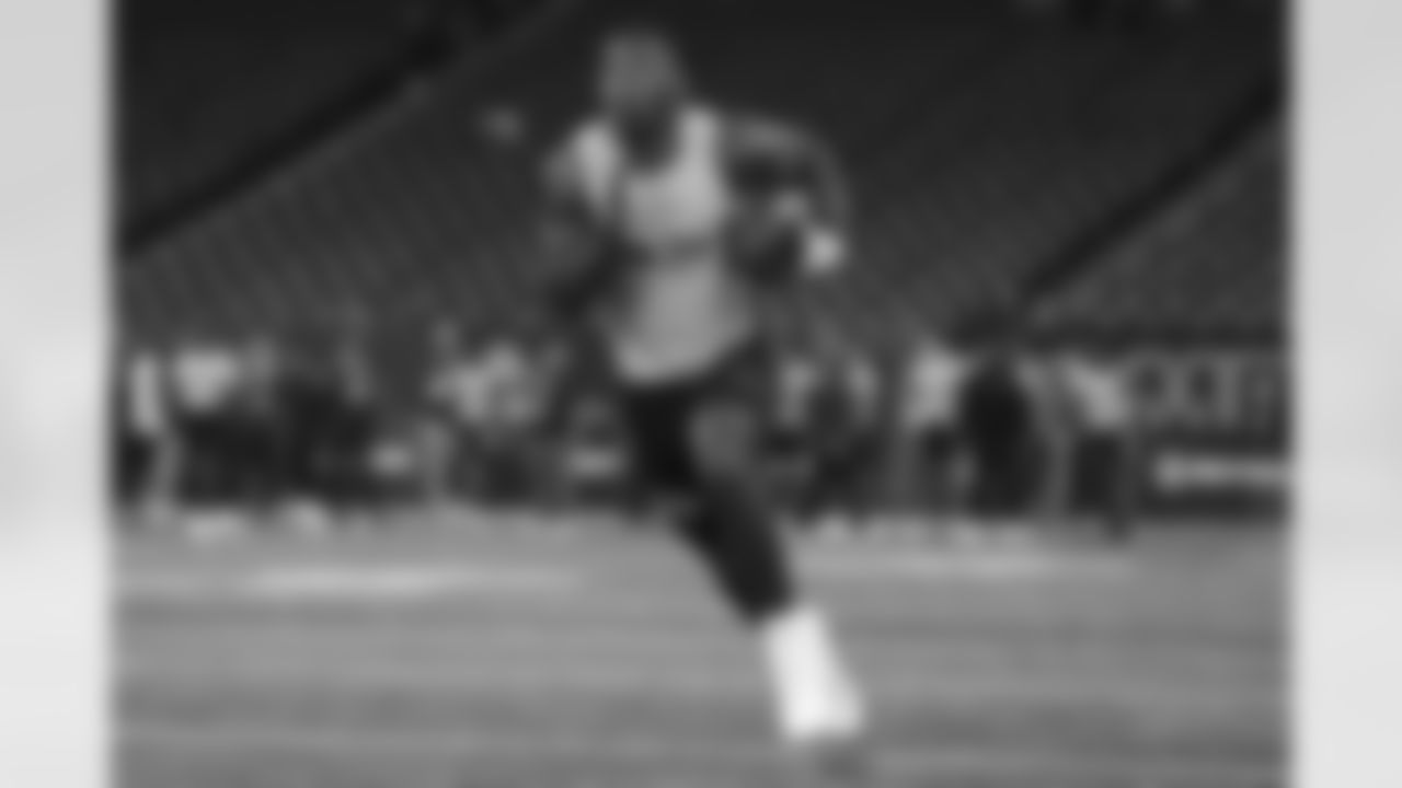 Monmouth running back Jaden Shirden participates in a drill during the 2024 NFL Scouting Combine on Saturday, March 2, 2024 in Indianapolis, Indiana.