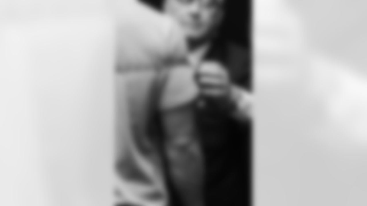 Luke Kuechly is Sized for instrument in the Pro Football Hall Of Fame on Saturday, Feb. 7, 2026 in San Francisco, CA.