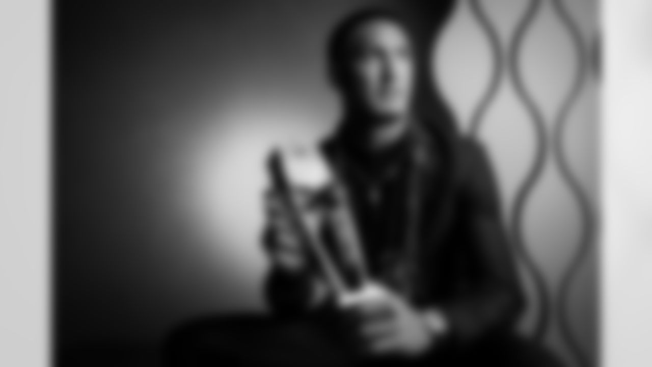 AP Offensive Rookie of the Year Carolina Panthers wide receiver Tetairoa McMillan (4) poses for a portrait during the NFL Honors awards show on Thursday, February 5, 2026 in San Francisco. (Todd Rosenberg/NFL)