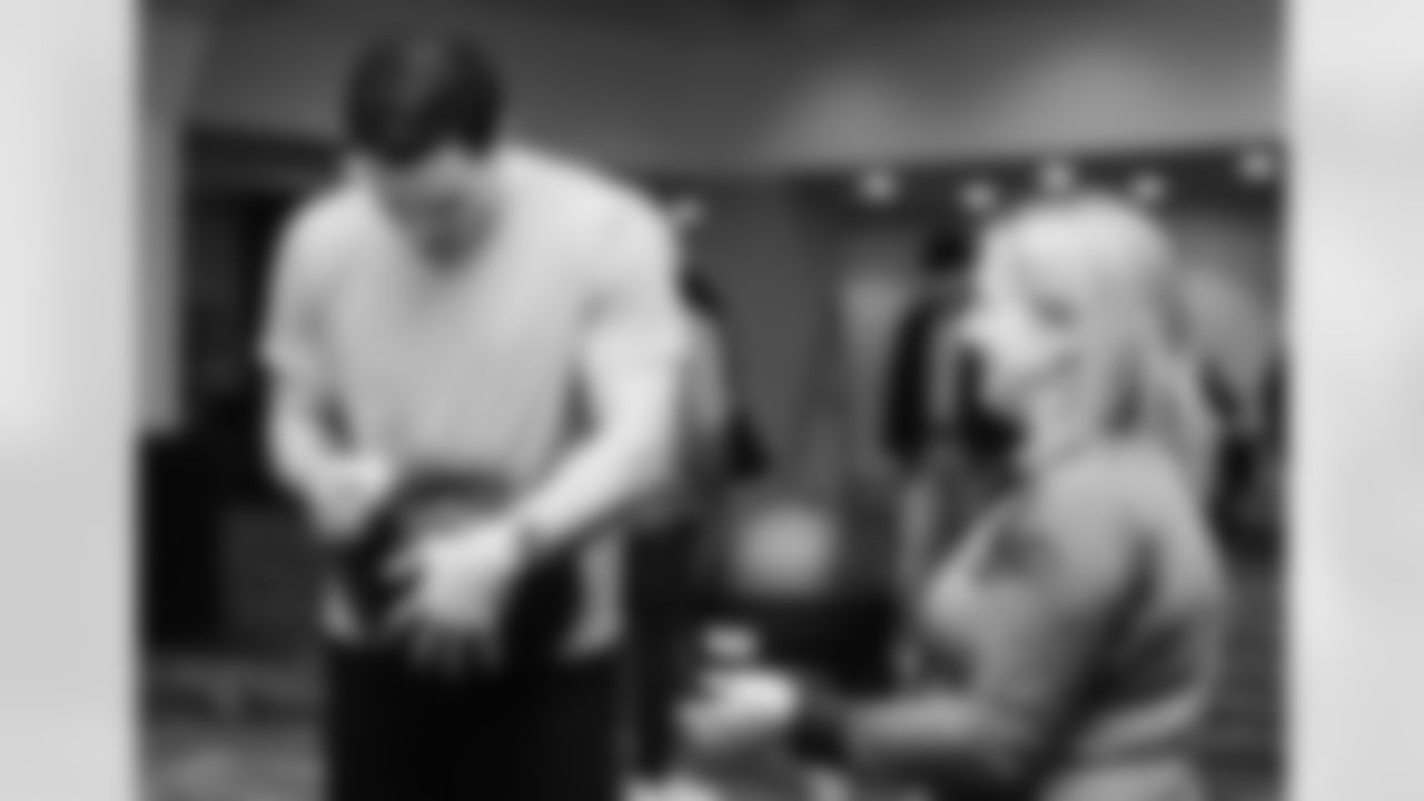 Luke Kuechly is Sized for instrument in the Pro Football Hall Of Fame on Saturday, Feb. 7, 2026 in San Francisco, CA.