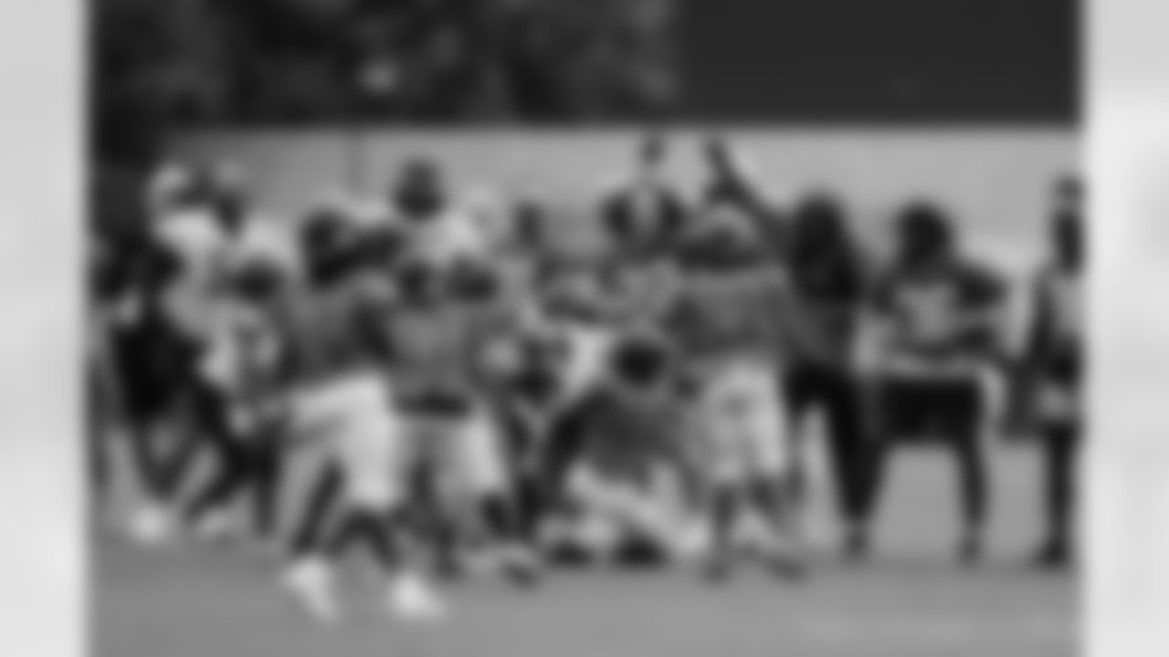 The Carolina Panthers hold camp Tuesday, Aug. 12, 2025 at Bank of America Stadium in Charlotte, NC.