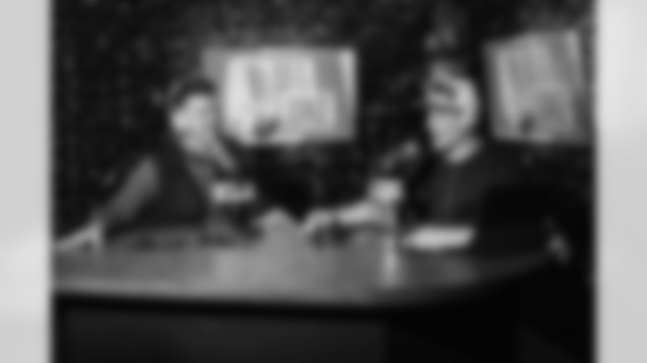 Panthers long snapper JJ Jansen and Hall of Fame Linebacker Luke Kuechly debut their new podcast on Monday, Feb. 23, 2026 at Bank of America Stadium. in Charlotte, NC.