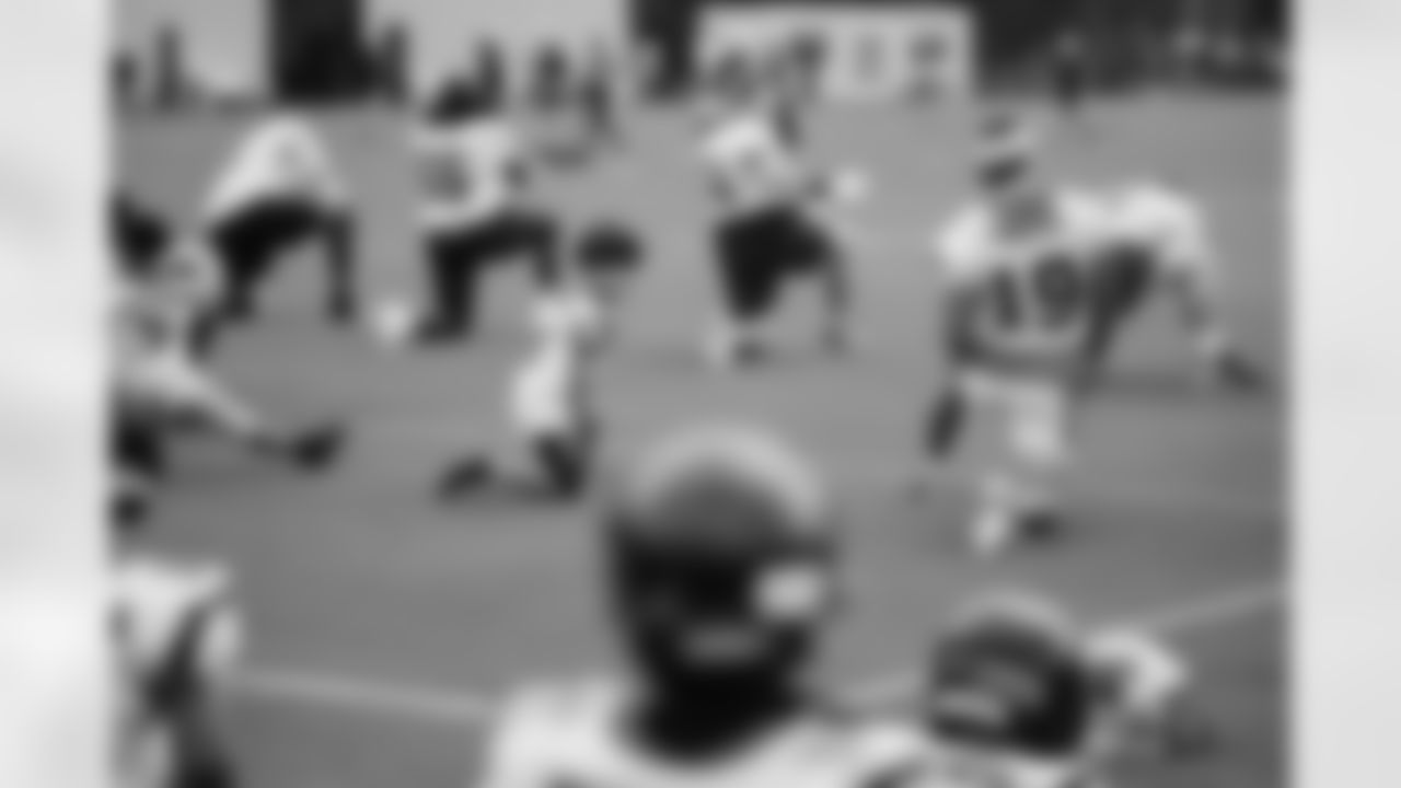 The Carolina Panthers hold camp Tuesday, Aug. 12, 2025 at Bank of America Stadium in Charlotte, NC.
