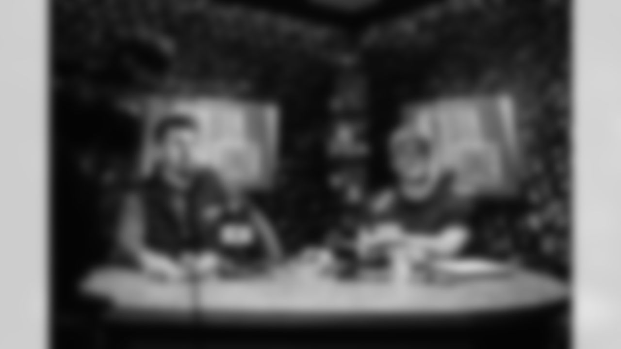 Panthers long snapper JJ Jansen and Hall of Fame Linebacker Luke Kuechly debut their new podcast on Monday, Feb. 23, 2026 at Bank of America Stadium. in Charlotte, NC.