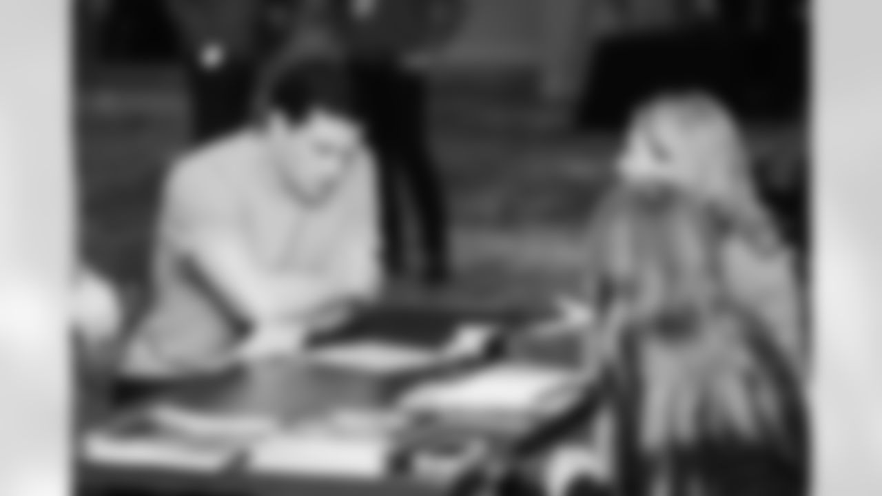 Luke Kuechly is Sized for instrument in the Pro Football Hall Of Fame on Saturday, Feb. 7, 2026 in San Francisco, CA.