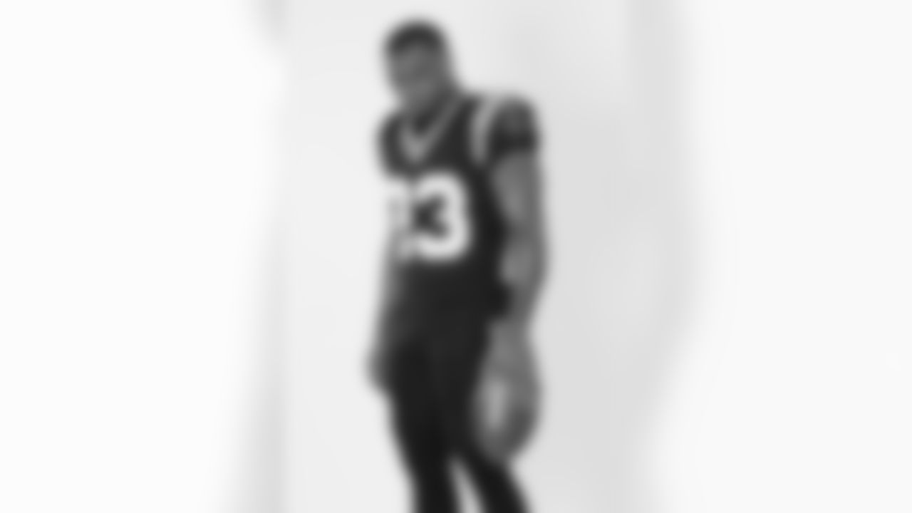 Carolina Panthers running back Trevor Etienne (23) poses for a portrait during the NFLPA Rookie Premiere on Saturday, May 17, 2025 in Thousand Oaks, Calif. (Ben Liebenberg via AP)
