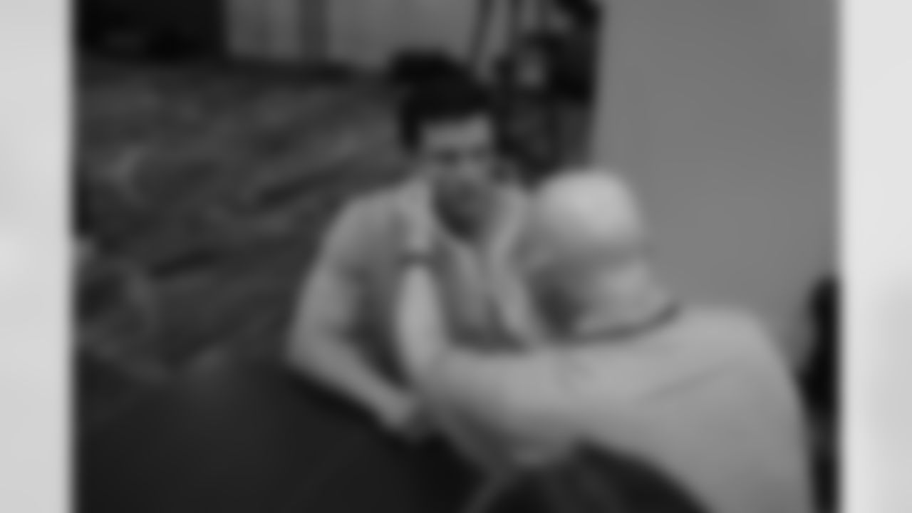 Former Panthers linebacker Luke Kuechly gets fitted for his bust during the Pro Football Hall of Fame Sizing Saturday on Saturday, Feb. 7, 2026 in San Francisco, Calif.