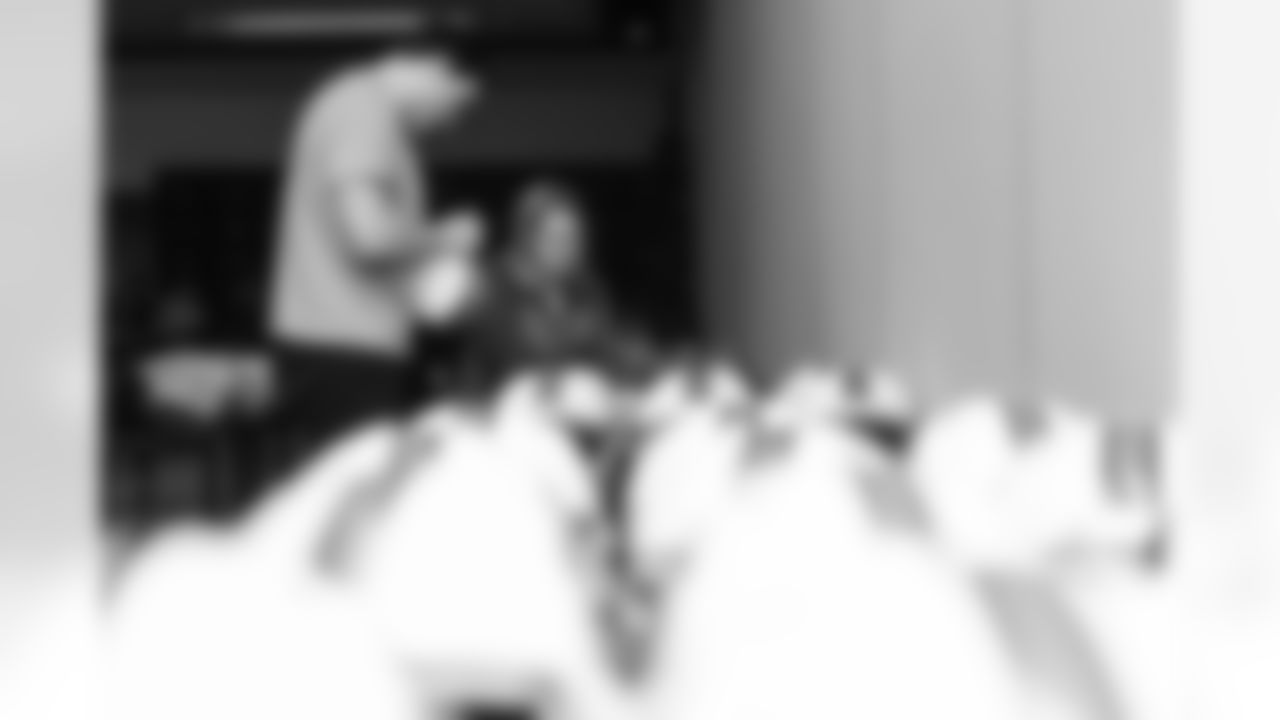 Luke Kuechly is Sized for instrument in the Pro Football Hall Of Fame on Saturday, Feb. 7, 2026 in San Francisco, CA.