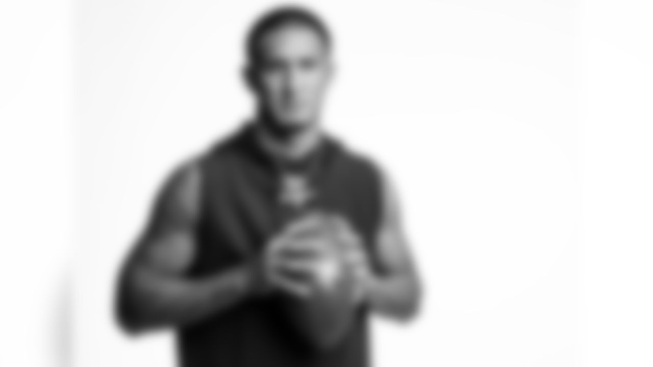 Arizona wide receiver Tetairoa McMillan poses for a portrait during the 2025 NFL Scouting Combine on Thursday, February 27, 2025 in Indianapolis, Indiana. (Todd Rosenberg/NFL)