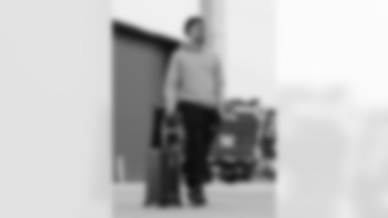 The Carolina Panthers departure to face the Atlanta Falcons on Saturday, Nov. 15, 2025 in Charlotte, NC.