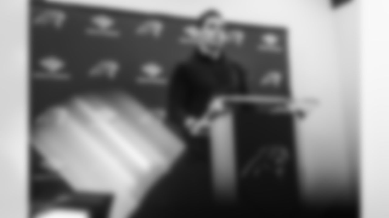 Carolina Panthers General Manager Dan Morgan is seen on Tuesday, Apr. 15, 2025 during a press conference at Bank Of America Stadium, in Charlotte, NC.