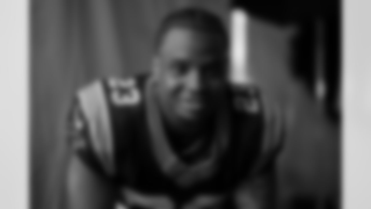 Carolina Panthers running back Trevor Etienne (23) poses for a portrait during the NFLPA Rookie Premiere on Saturday, May 17, 2025 in Thousand Oaks, Calif. (Ben Liebenberg via AP)