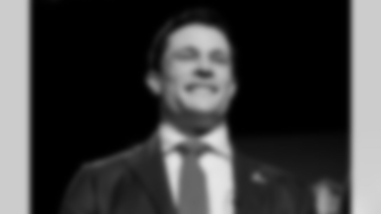 Luke Kuechly smiles after being announced for the Pro Football Hall of Fame class of 2026 during football's NFL Honors award show in San Francisco, Thursday, Feb. 5, 2026. (AP Photo/Brynn Anderson)