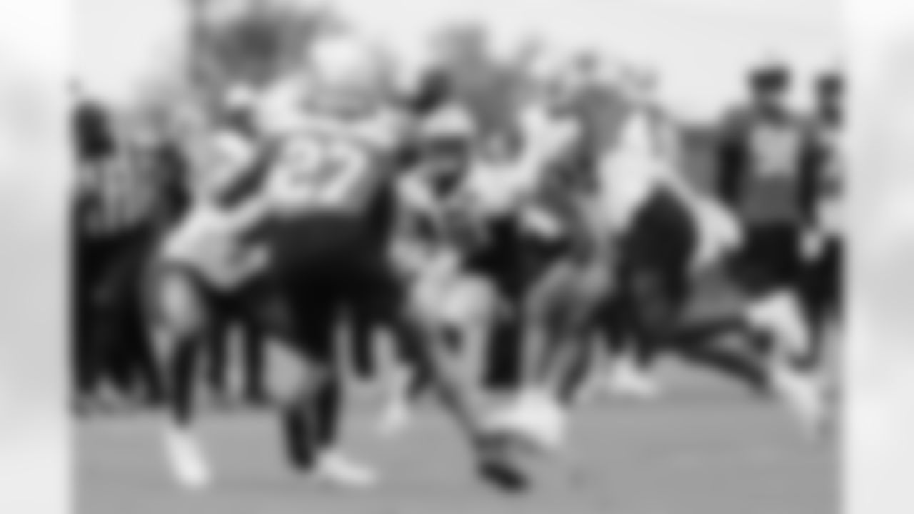 The Carolina Panthers hold camp Tuesday, Aug. 12, 2025 at Bank of America Stadium in Charlotte, NC.