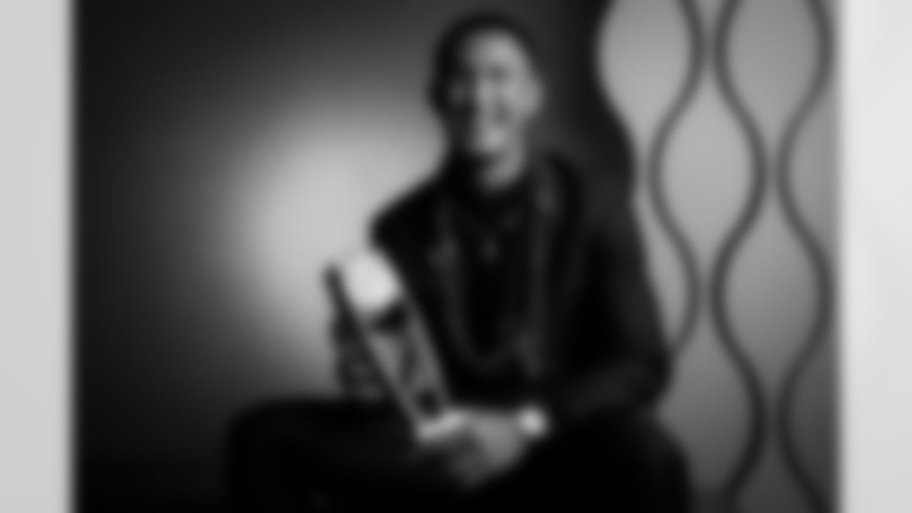 AP Offensive Rookie of the Year Carolina Panthers wide receiver Tetairoa McMillan (4) poses for a portrait during the NFL Honors awards show on Thursday, February 5, 2026 in San Francisco. (Todd Rosenberg/NFL)