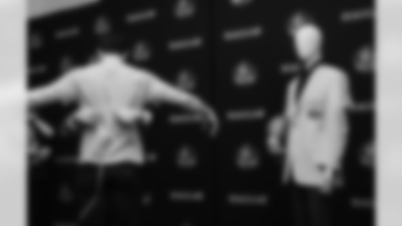 Luke Kuechly is Sized for instrument in the Pro Football Hall Of Fame on Saturday, Feb. 7, 2026 in San Francisco, CA.