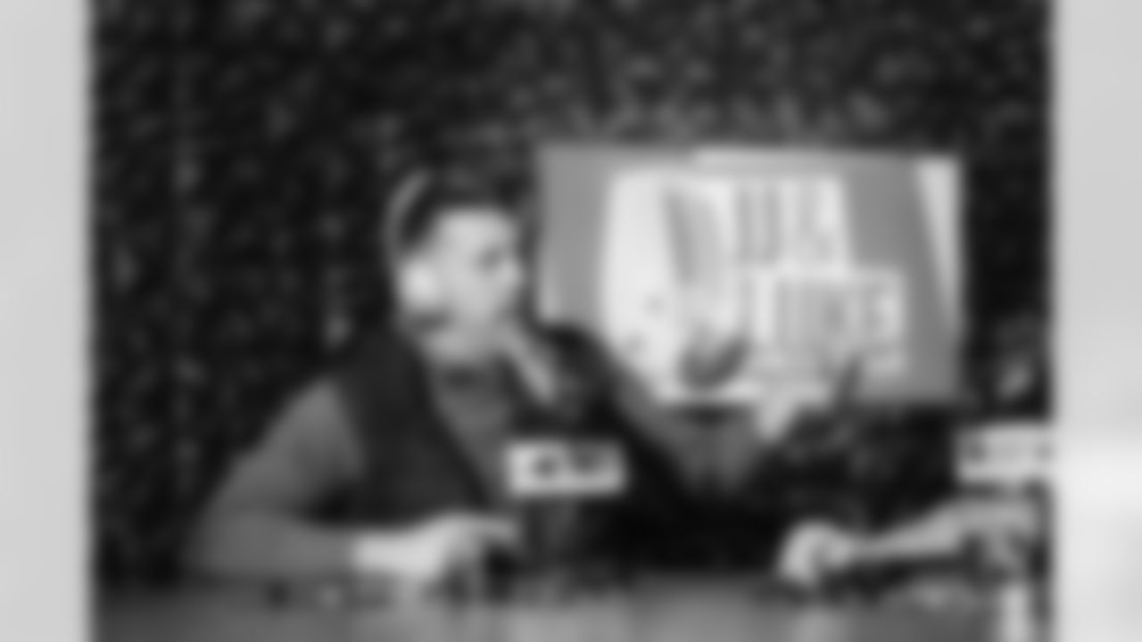 Panthers long snapper JJ Jansen and Hall of Fame Linebacker Luke Kuechly debut their new podcast on Monday, Feb. 23, 2026 at Bank of America Stadium. in Charlotte, NC.