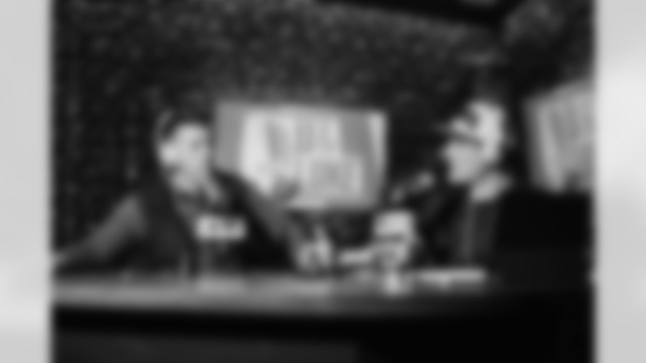 Panthers long snapper JJ Jansen and Hall of Fame Linebacker Luke Kuechly debut their new podcast on Monday, Feb. 23, 2026 at Bank of America Stadium. in Charlotte, NC.