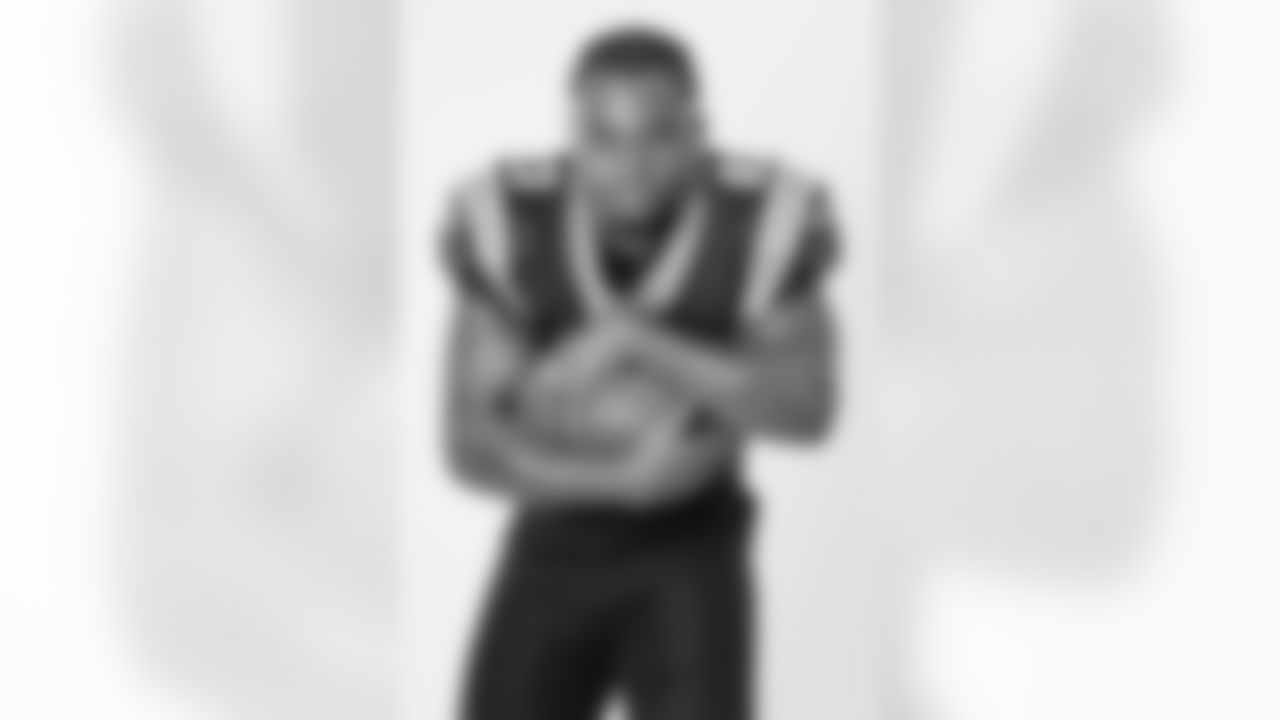 Carolina Panthers running back Trevor Etienne (23) poses for a portrait during the NFLPA Rookie Premiere on Saturday, May 17, 2025 in Thousand Oaks, Calif. (Ben Liebenberg via AP)