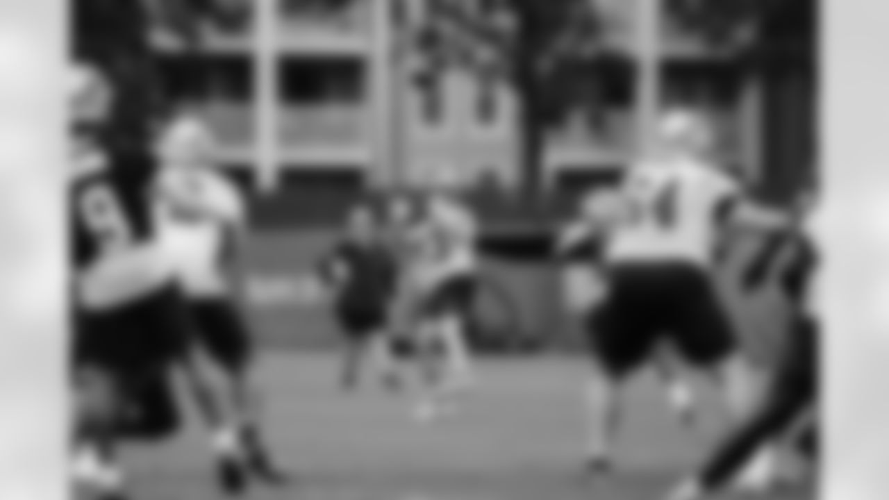 The Carolina Panthers hold camp Tuesday, Aug. 12, 2025 at Bank of America Stadium in Charlotte, NC.