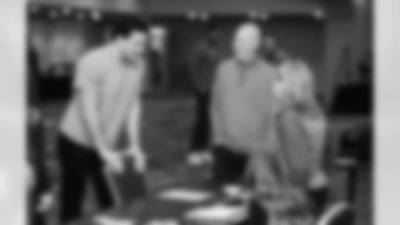 Luke Kuechly is Sized for instrument in the Pro Football Hall Of Fame on Saturday, Feb. 7, 2026 in San Francisco, CA.