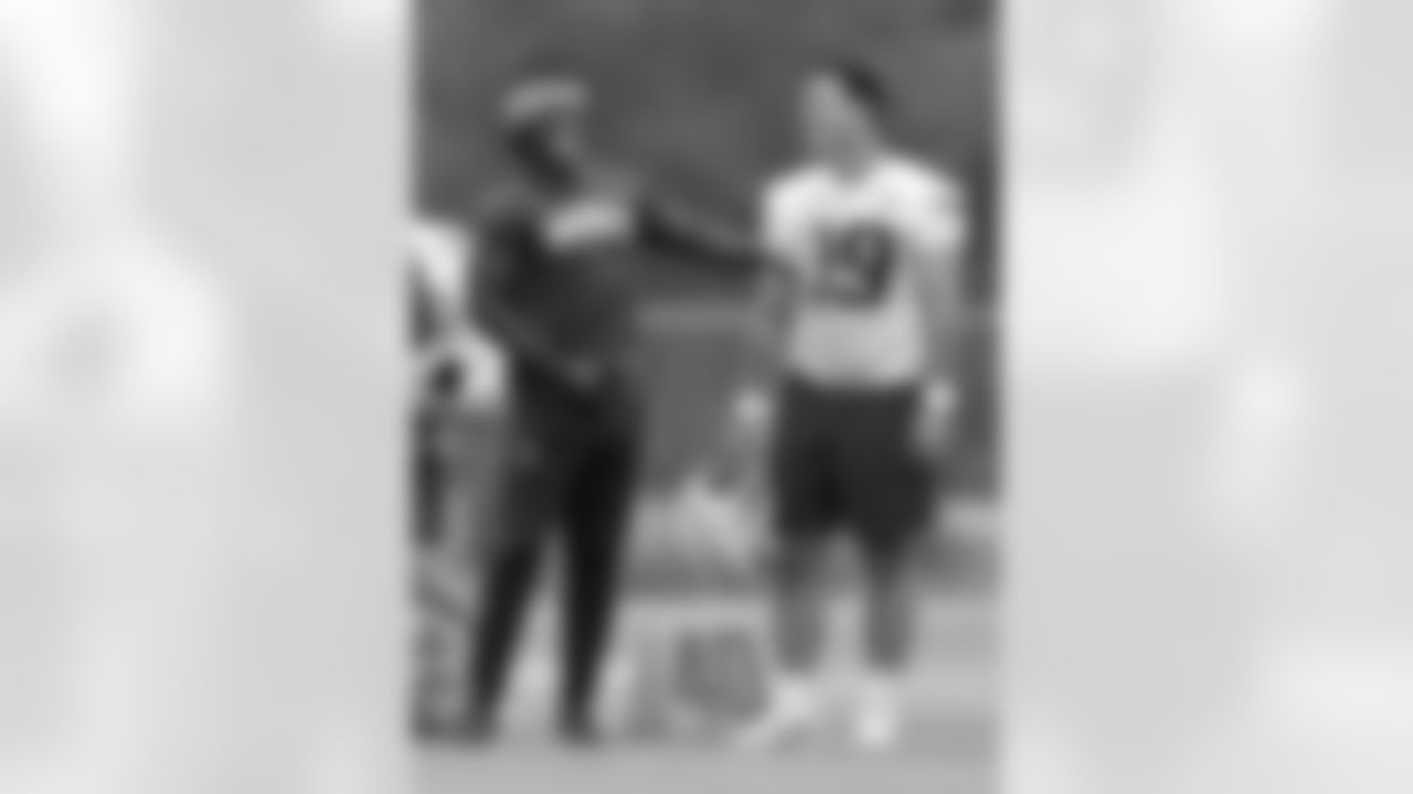Matthew Slater and Joe Cardona at Patriots Training Camp on July 24, 2024.