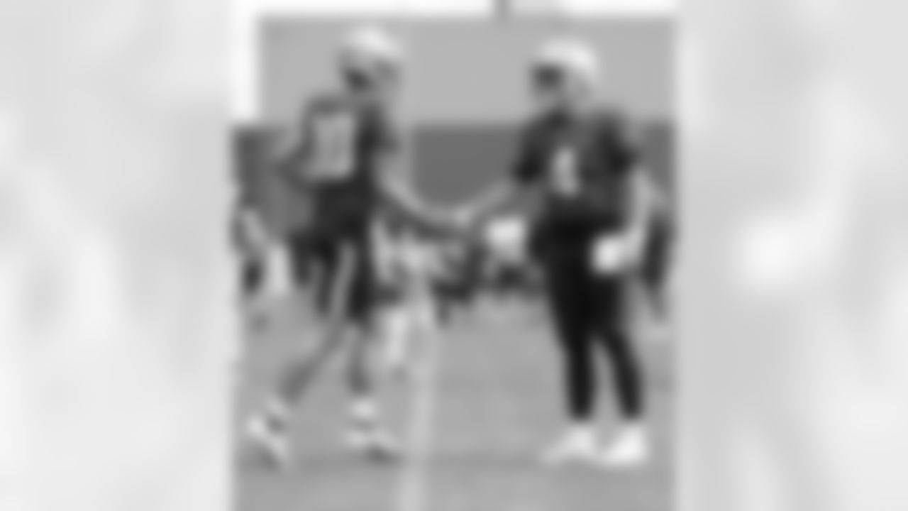 Drake Maye and Bailey Zappe at Patriots Training Camp on August 3, 2024.