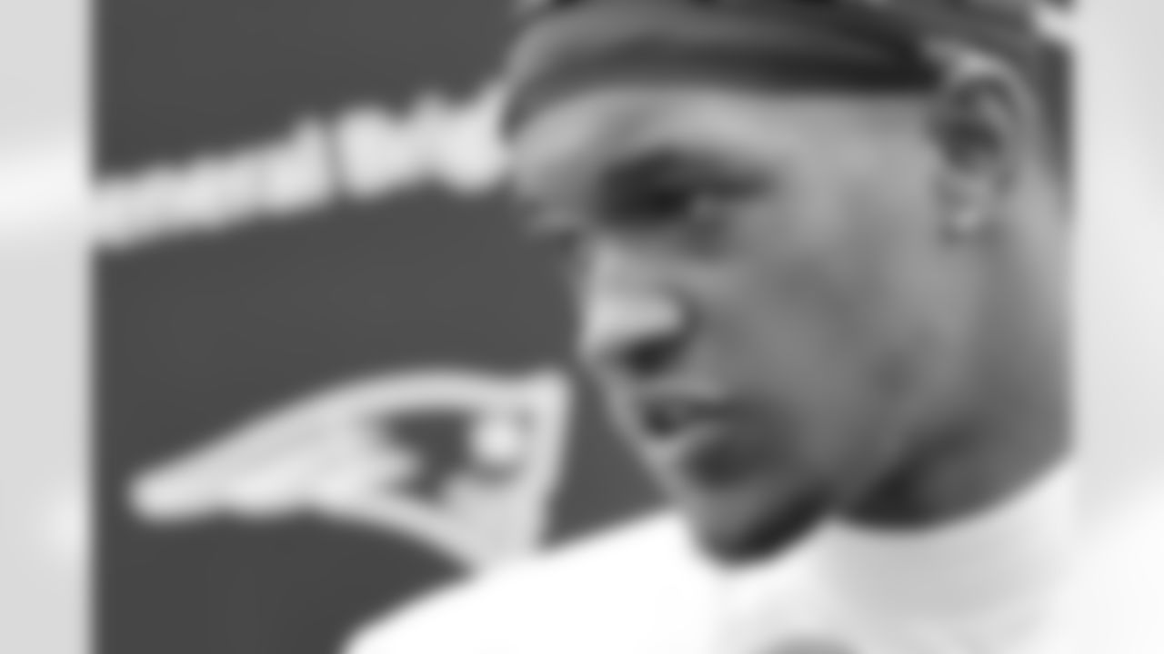 Javon Baker speaks to the media at Patriots Training Camp on July 28, 2024.