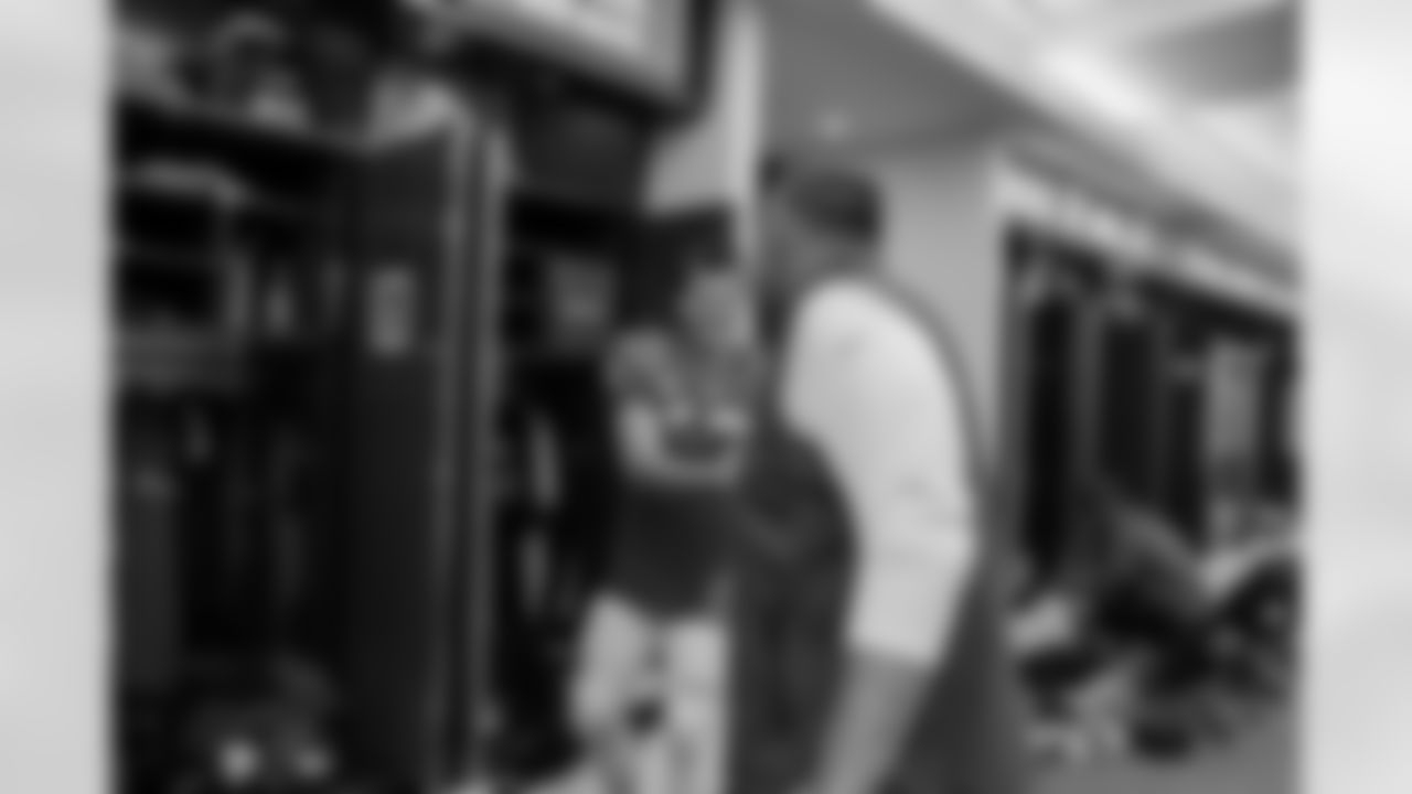 Head Coach Mike Vrabel and Quarterback Drake Maye.