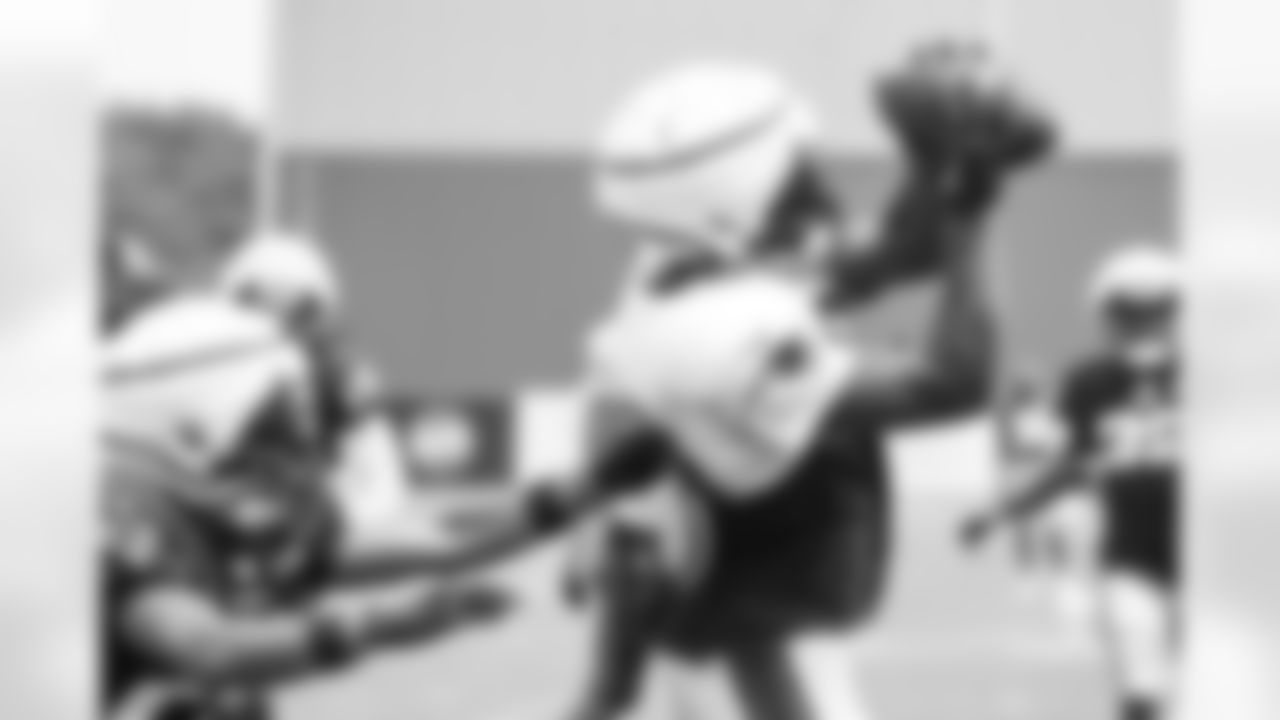 Kayshon Boutte practices at Patriots Training Camp on August 2, 2024