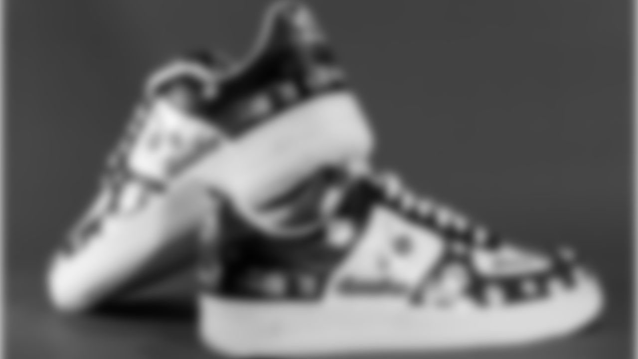 Dr. Dana Kraft's sneakers supporting Pawtriots and the Patriots Charitable Foundation.