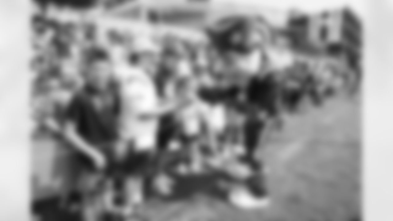 Pat Patriot & fans at Patriots Training Camp on July 28, 2024