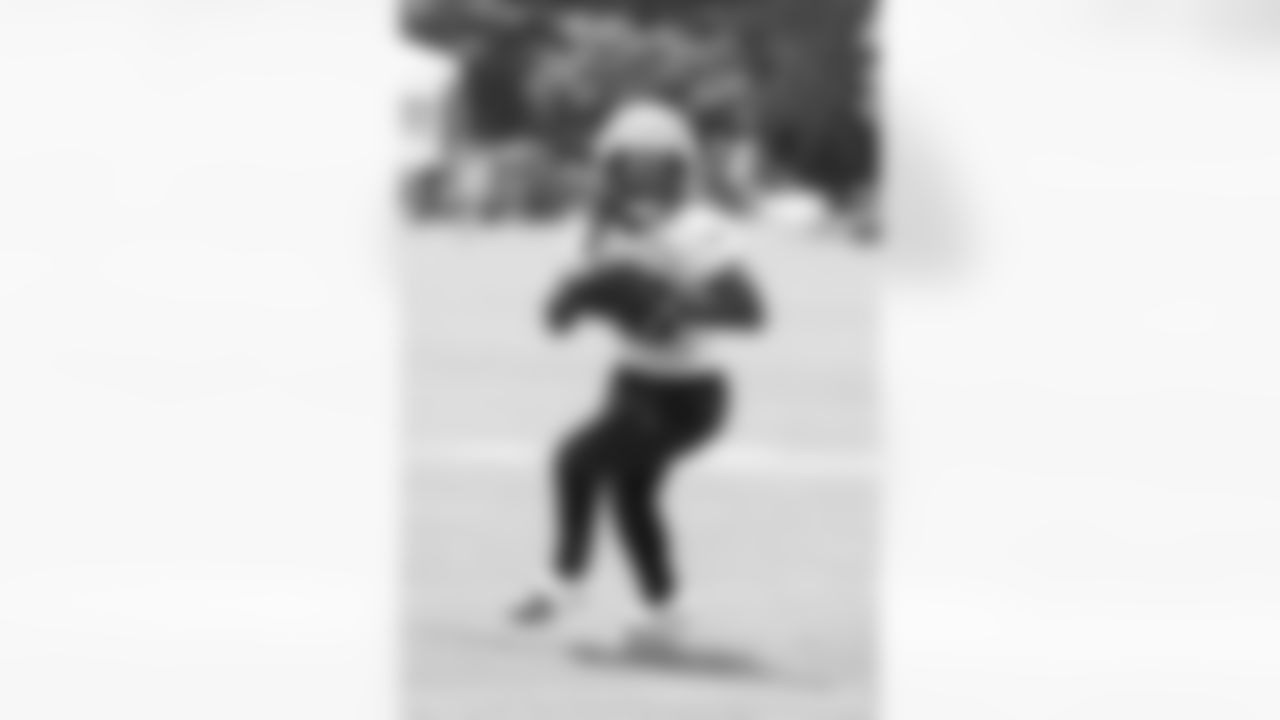 Rhamondre Stevenson practices at Patriots Training Camp on August 1, 2024
