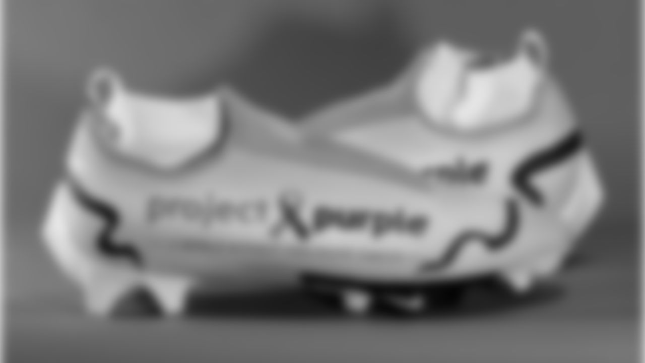 Darius Harris's cleats supporting Project Purple.
