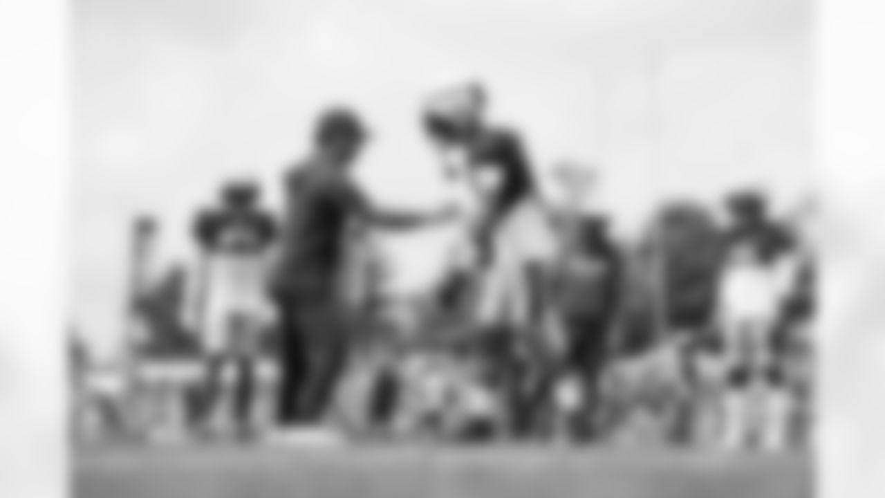 Mike Pellegrino & Christian Gonzalez at Patriots Training Camp on July 30, 2024