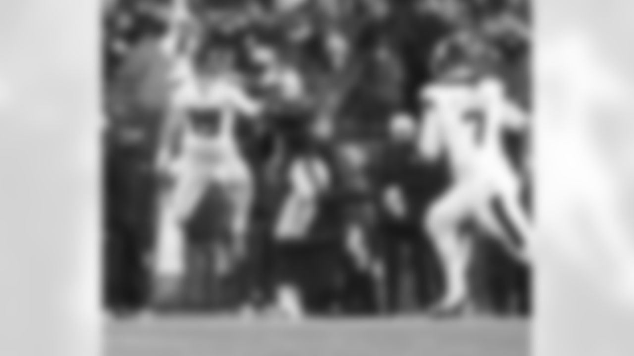 Carlton Davis III picks off C.J. Stroud in the second quarter. It was the second interception of the game for Davis.