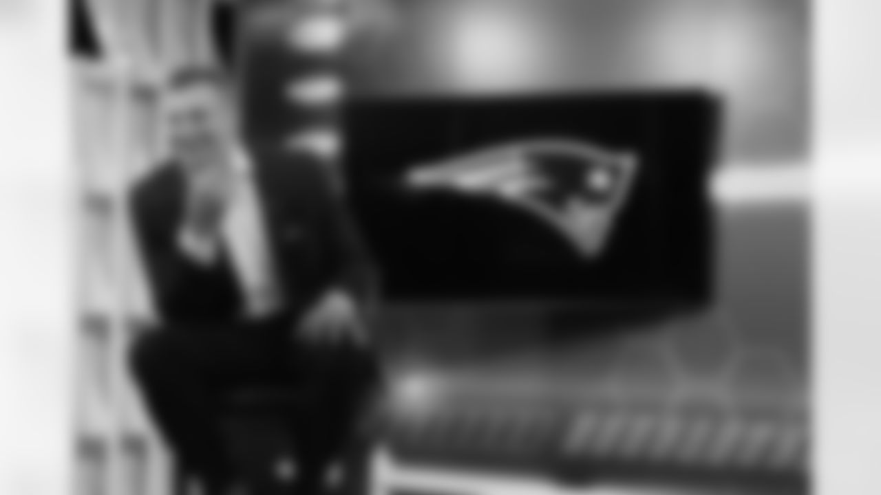 Rob Gronkowski returns to Gillette Stadium to sign a one-day contract and retire as a New England Patriot on Wednesday, Nov. 12, 2025.